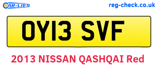 OY13SVF are the vehicle registration plates.