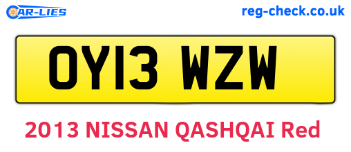 OY13WZW are the vehicle registration plates.
