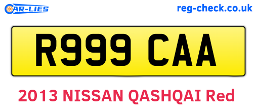 R999CAA are the vehicle registration plates.