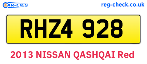 RHZ4928 are the vehicle registration plates.