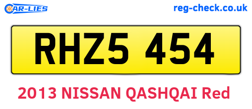 RHZ5454 are the vehicle registration plates.