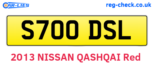 S700DSL are the vehicle registration plates.