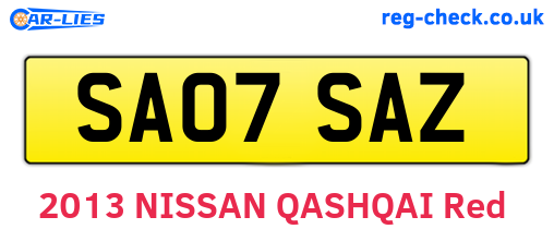 SA07SAZ are the vehicle registration plates.