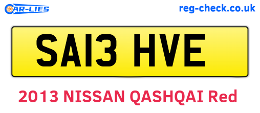 SA13HVE are the vehicle registration plates.