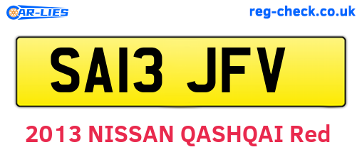 SA13JFV are the vehicle registration plates.