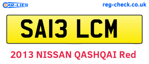SA13LCM are the vehicle registration plates.