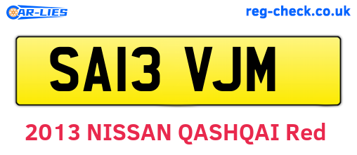 SA13VJM are the vehicle registration plates.
