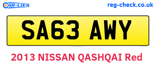 SA63AWY are the vehicle registration plates.