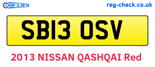 SB13OSV are the vehicle registration plates.