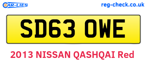 SD63OWE are the vehicle registration plates.