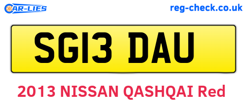 SG13DAU are the vehicle registration plates.