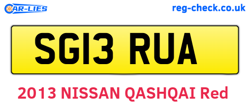 SG13RUA are the vehicle registration plates.