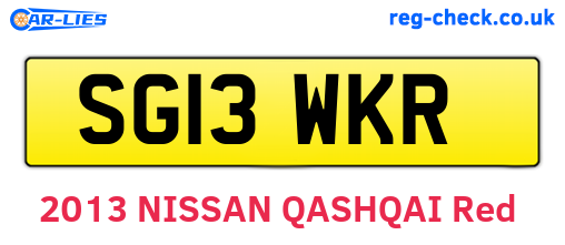 SG13WKR are the vehicle registration plates.