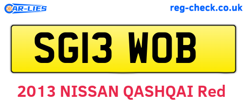 SG13WOB are the vehicle registration plates.
