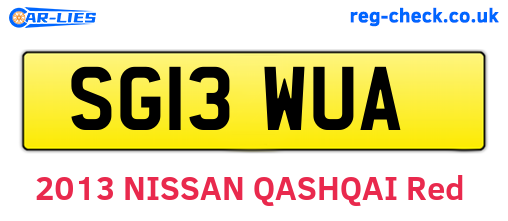 SG13WUA are the vehicle registration plates.