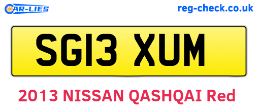 SG13XUM are the vehicle registration plates.