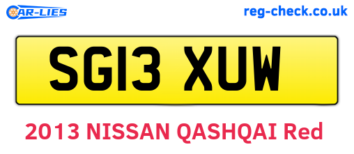 SG13XUW are the vehicle registration plates.