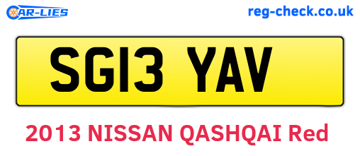 SG13YAV are the vehicle registration plates.