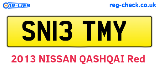 SN13TMY are the vehicle registration plates.