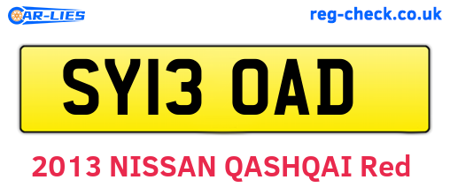SY13OAD are the vehicle registration plates.