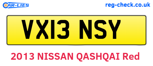 VX13NSY are the vehicle registration plates.