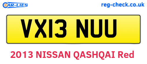 VX13NUU are the vehicle registration plates.