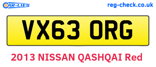 VX63ORG are the vehicle registration plates.