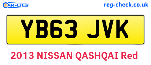 YB63JVK are the vehicle registration plates.