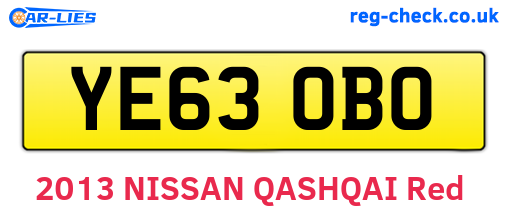 YE63OBO are the vehicle registration plates.