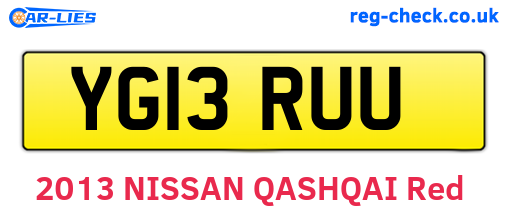YG13RUU are the vehicle registration plates.
