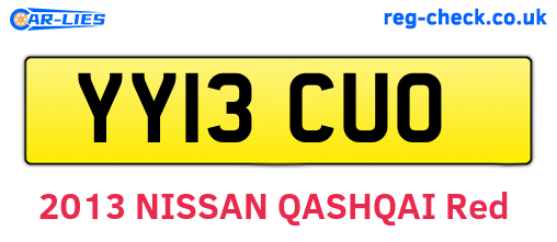 YY13CUO are the vehicle registration plates.