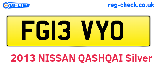 FG13VYO are the vehicle registration plates.