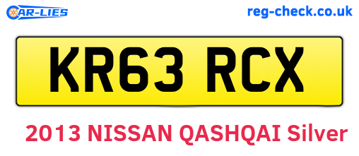 KR63RCX are the vehicle registration plates.