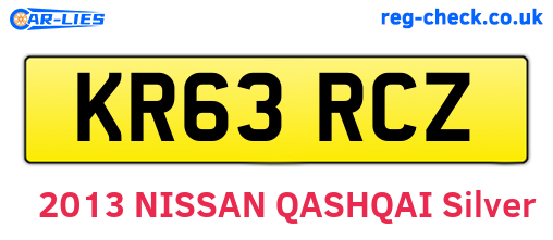 KR63RCZ are the vehicle registration plates.