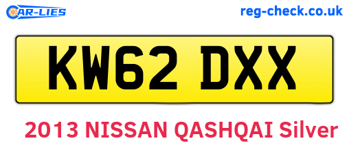 KW62DXX are the vehicle registration plates.