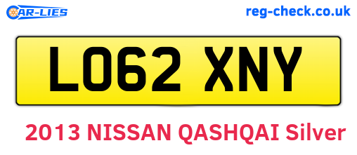 LO62XNY are the vehicle registration plates.