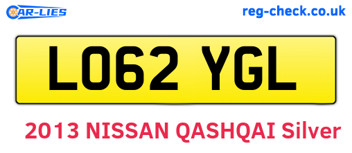 LO62YGL are the vehicle registration plates.