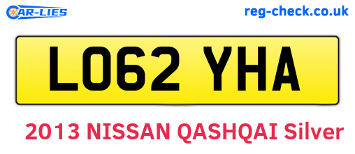LO62YHA are the vehicle registration plates.