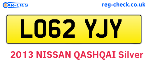LO62YJY are the vehicle registration plates.