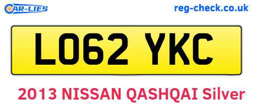 LO62YKC are the vehicle registration plates.