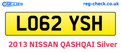 LO62YSH are the vehicle registration plates.