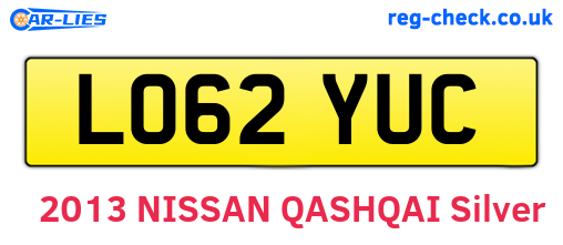 LO62YUC are the vehicle registration plates.
