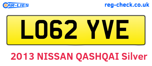 LO62YVE are the vehicle registration plates.
