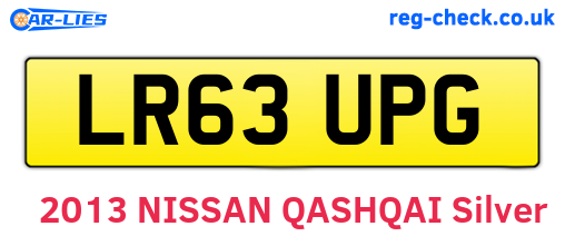 LR63UPG are the vehicle registration plates.