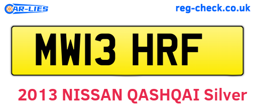MW13HRF are the vehicle registration plates.