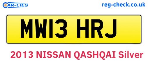MW13HRJ are the vehicle registration plates.