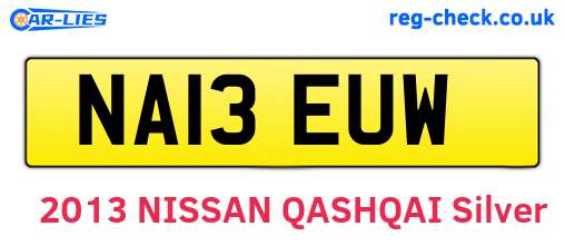 NA13EUW are the vehicle registration plates.