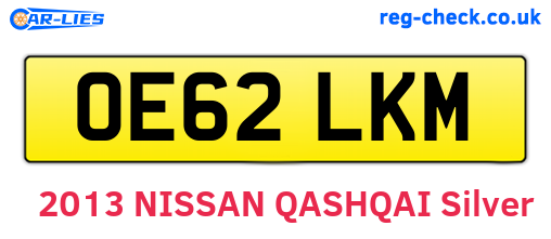 OE62LKM are the vehicle registration plates.