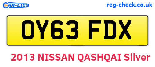 OY63FDX are the vehicle registration plates.