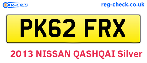 PK62FRX are the vehicle registration plates.